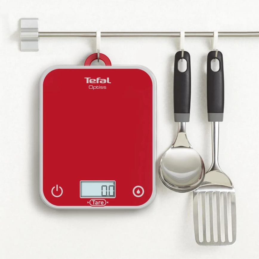 Tefal - Ζυγαριά κουζίνας OPTISS 2xAAA κόκκινο