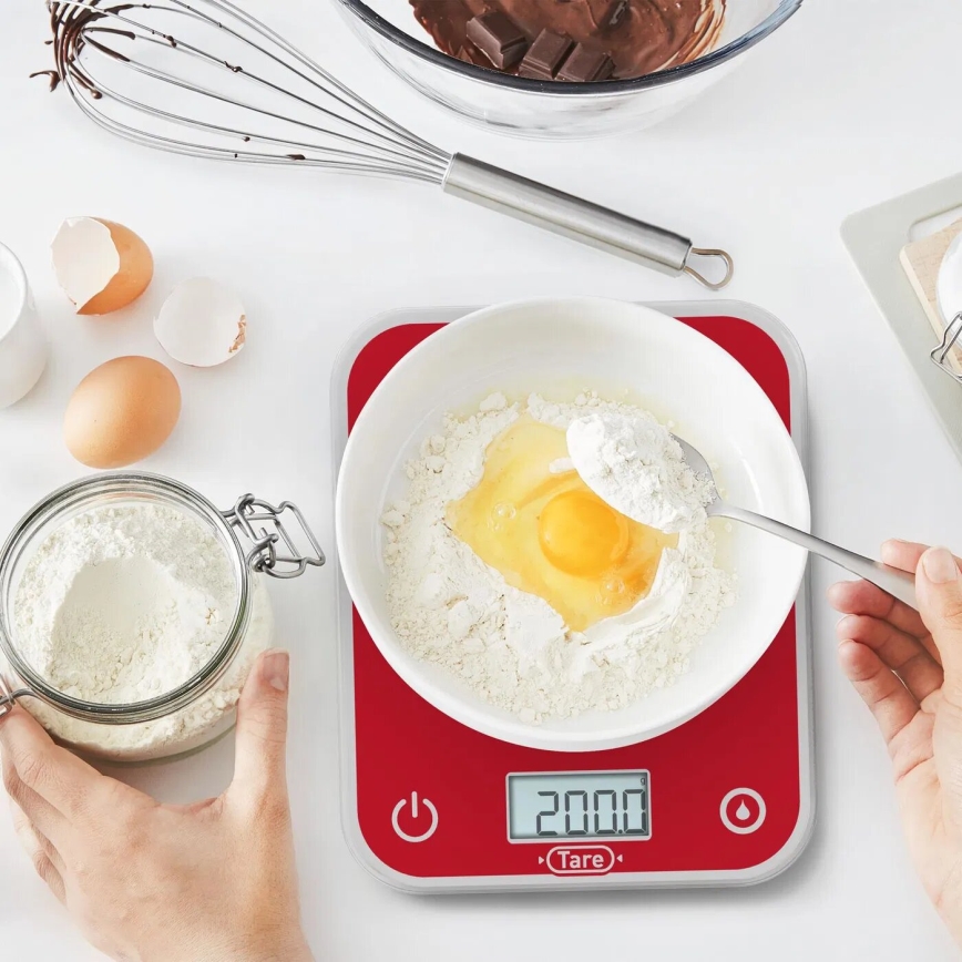 Tefal - Ζυγαριά κουζίνας OPTISS 2xAAA κόκκινο