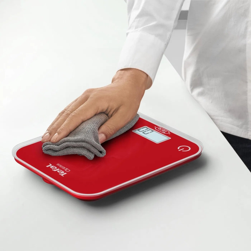 Tefal - Ζυγαριά κουζίνας OPTISS 2xAAA κόκκινο