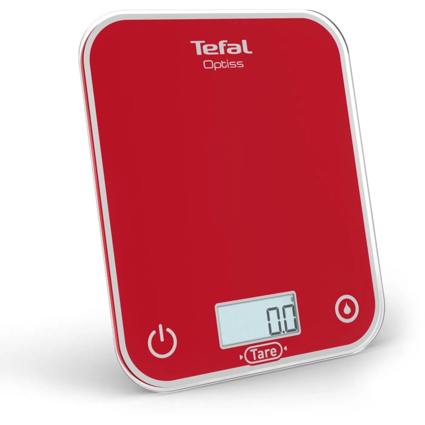 Tefal - Ζυγαριά κουζίνας OPTISS 2xAAA κόκκινο