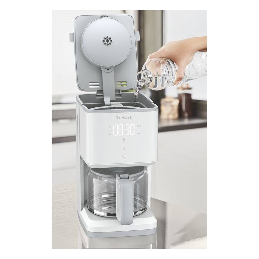 Tefal - Καφετιέρα φίλτρου και LCD display SENSE 1000W/230V λευκό