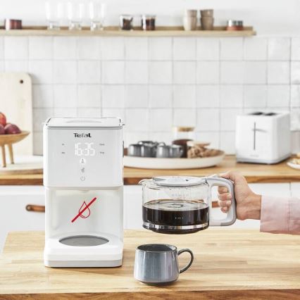 Tefal - Καφετιέρα φίλτρου και LCD display SENSE 1000W/230V λευκό