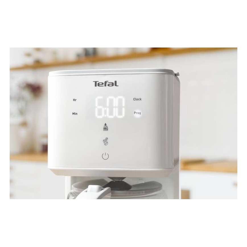 Tefal - Καφετιέρα φίλτρου και LCD display SENSE 1000W/230V λευκό