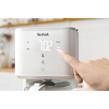 Tefal - Καφετιέρα φίλτρου και LCD display SENSE 1000W/230V λευκό