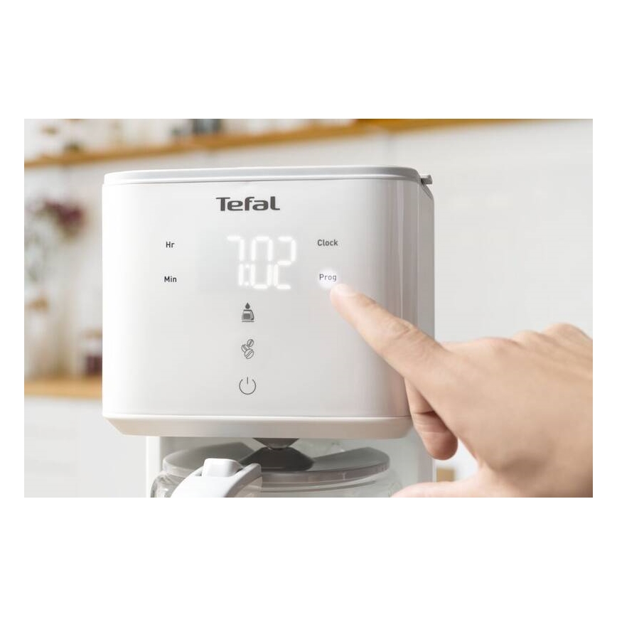 Tefal - Καφετιέρα φίλτρου και LCD display SENSE 1000W/230V λευκό