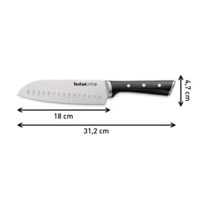 Tefal - Μαχαίρι από ανοξείδωτο ατσάλι santoku ICE FORCE 18 cm γυαλιστερό χρώμιο/μαύρο