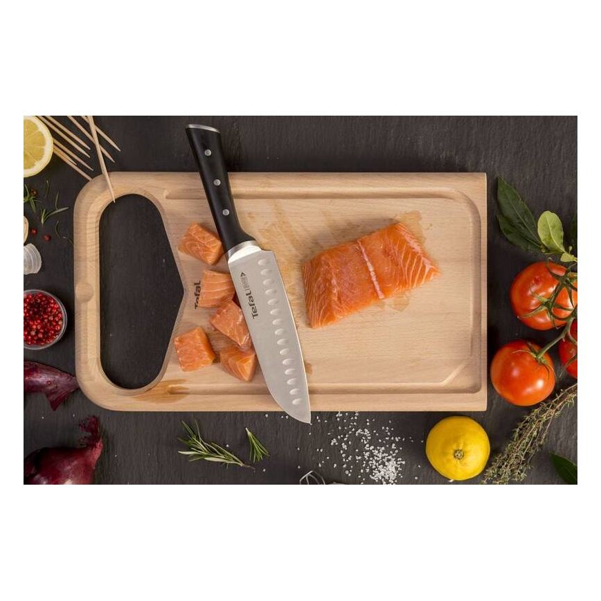 Tefal - Μαχαίρι από ανοξείδωτο ατσάλι santoku ICE FORCE 18 cm γυαλιστερό χρώμιο/μαύρο