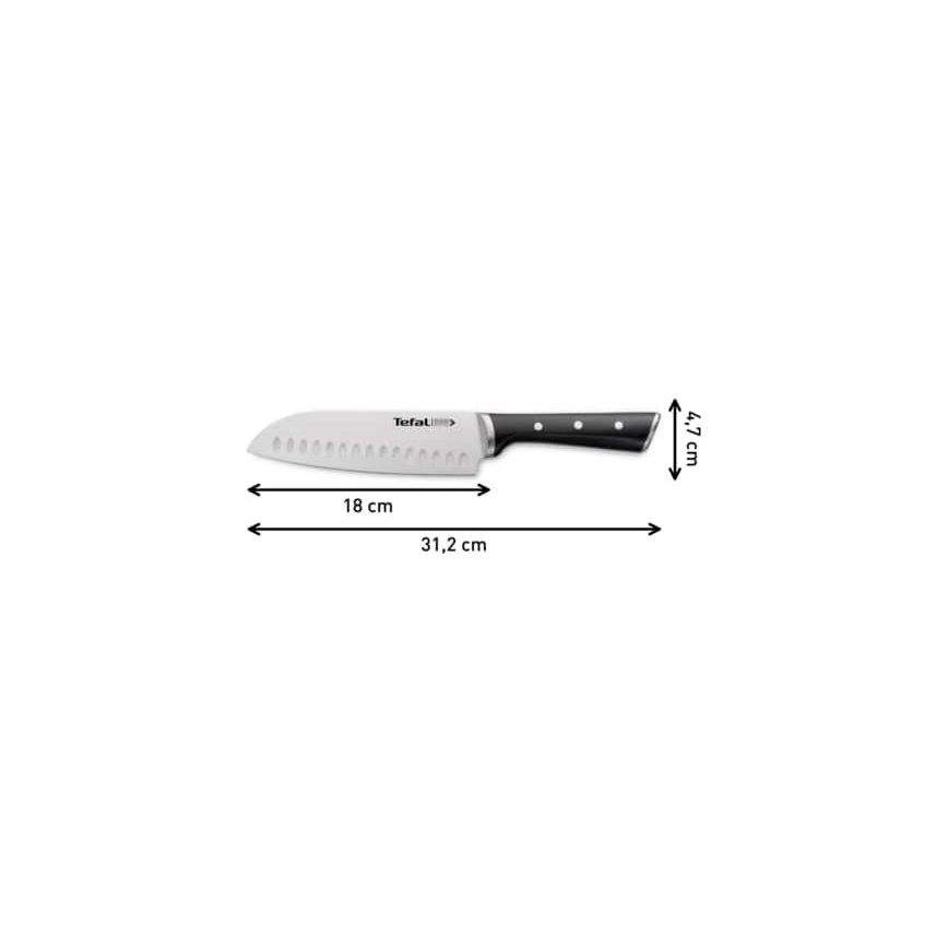 Tefal - Μαχαίρι από ανοξείδωτο ατσάλι santoku ICE FORCE 18 cm γυαλιστερό χρώμιο/μαύρο