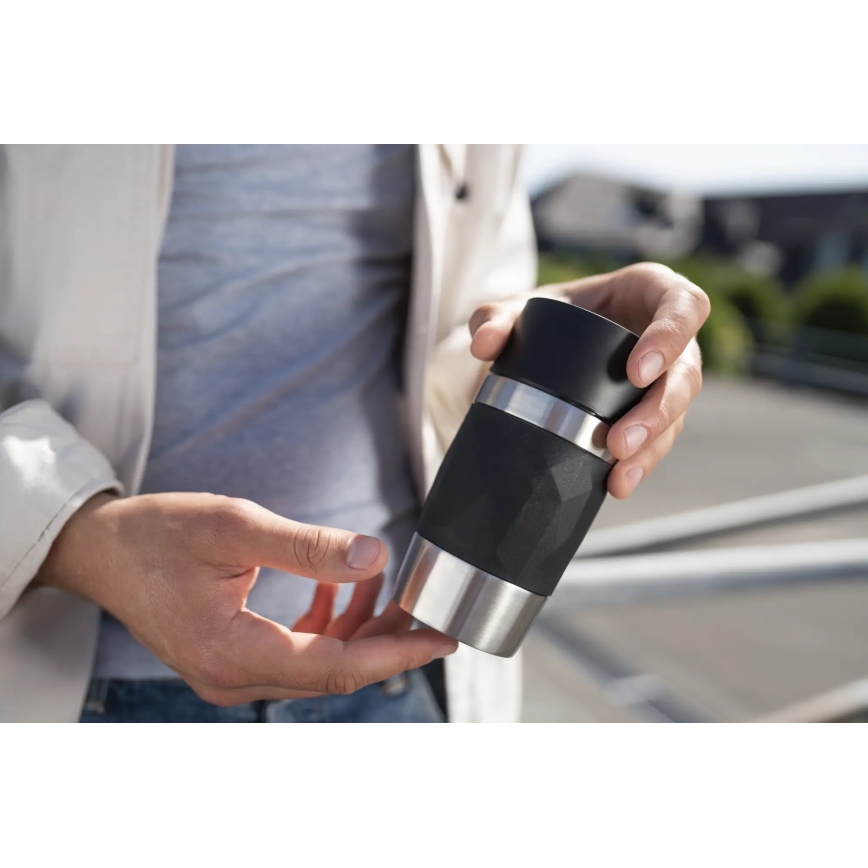 Tefal - Μπουκάλι Θερμός 300 ml COMPACT MUG ανοξείδωτο ατσάλι/μαύρο