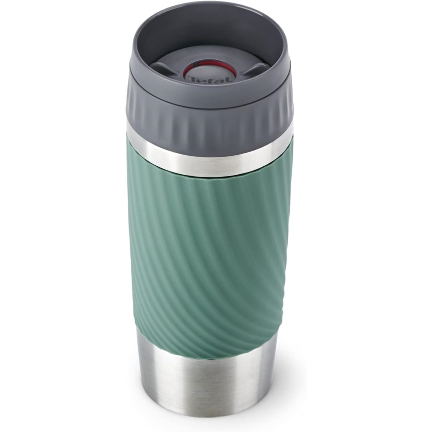 Tefal - Μπουκάλι Θερμός 360 ml EASY TWIST MUG ανοξείδωτο ατσάλι/πράσινο