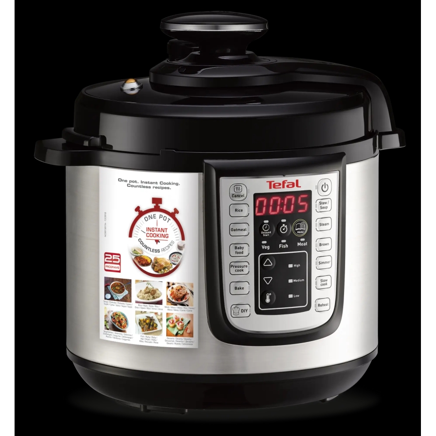 Tefal - Πολυμάγειρας - Χύτρα ταχύτητας ALL IN ONE POT 1100W/230V ματ χρώμιο/μαύρο