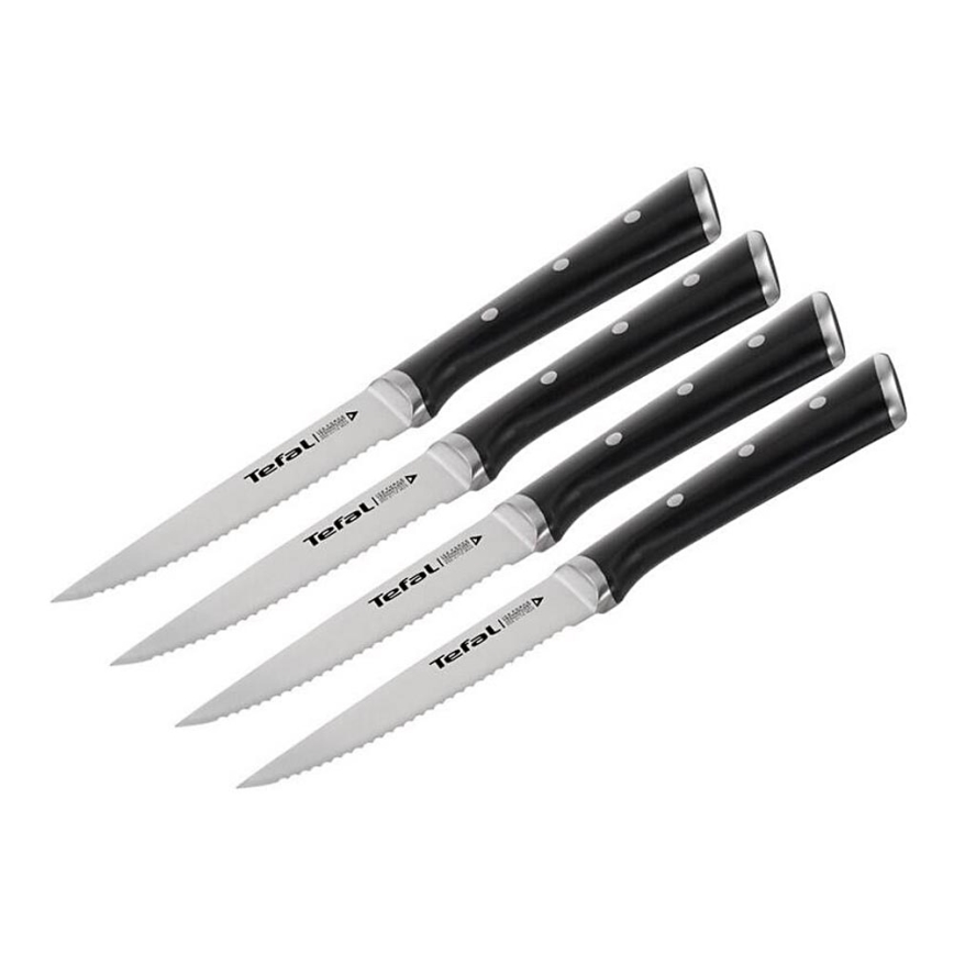 Tefal - ΣΕΤ 4x Ανοξείδωτο μαχαίρι κρέατος ICE FORCE 11 cm γυαλιστερό χρώμιο/μαύρο