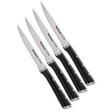 Tefal - ΣΕΤ 4x Ανοξείδωτο μαχαίρι κρέατος ICE FORCE 11 cm γυαλιστερό χρώμιο/μαύρο