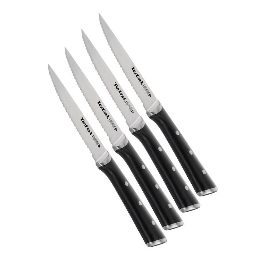 Tefal - ΣΕΤ 4x Ανοξείδωτο μαχαίρι κρέατος ICE FORCE 11 cm γυαλιστερό χρώμιο/μαύρο