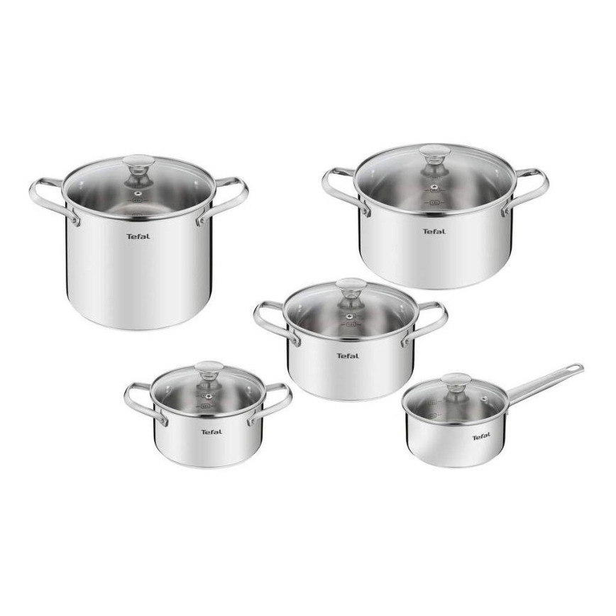 Tefal - Σετ of pots 10 τμχ COOK EAT ανοξείδωτο ατσάλι