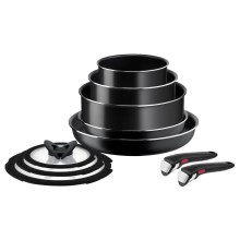 Tefal - Σετ μαγειρικά σκεύη 10 τμχ INGENIO EASY COOK & CLEAN BLACK