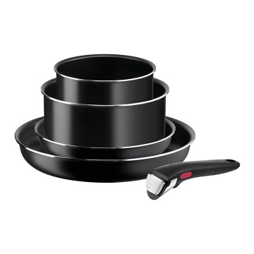 Tefal - Σετ μαγειρικά σκεύη 5 τμχ INGENIO EASY COOK & CLEAN BLACK