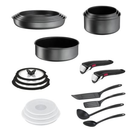 Tefal - Σετ μαγειρικών σκευών 20 τεμαχίων INGENIO DAILY CHEF ON μαύρο