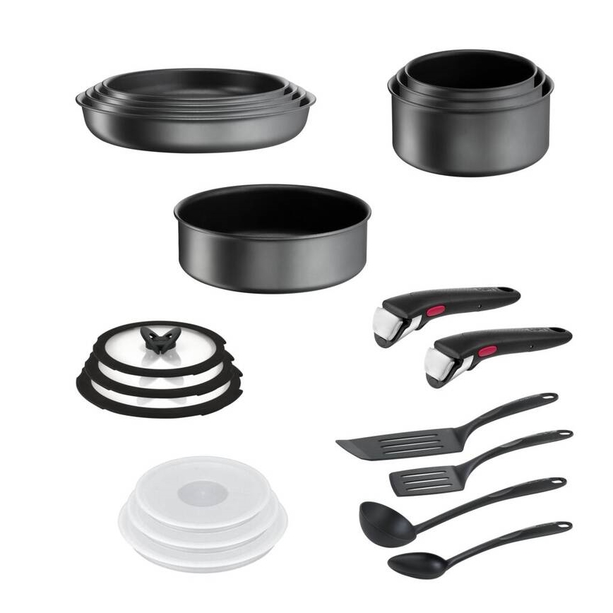 Tefal - Σετ μαγειρικών σκευών 20 τεμαχίων INGENIO DAILY CHEF ON μαύρο