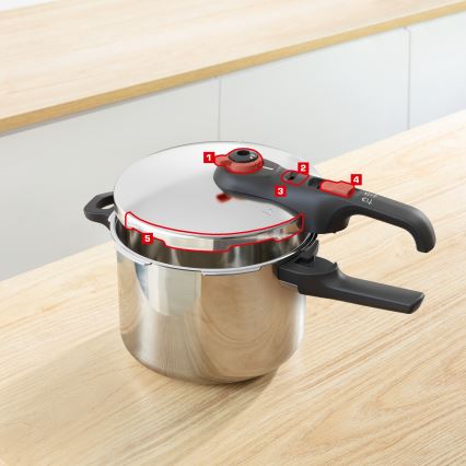 Tefal - Χύτρα ταχύτητας 6 l SECURE TRENDY + σετ 5 τεμ. INGENIO EMOTION