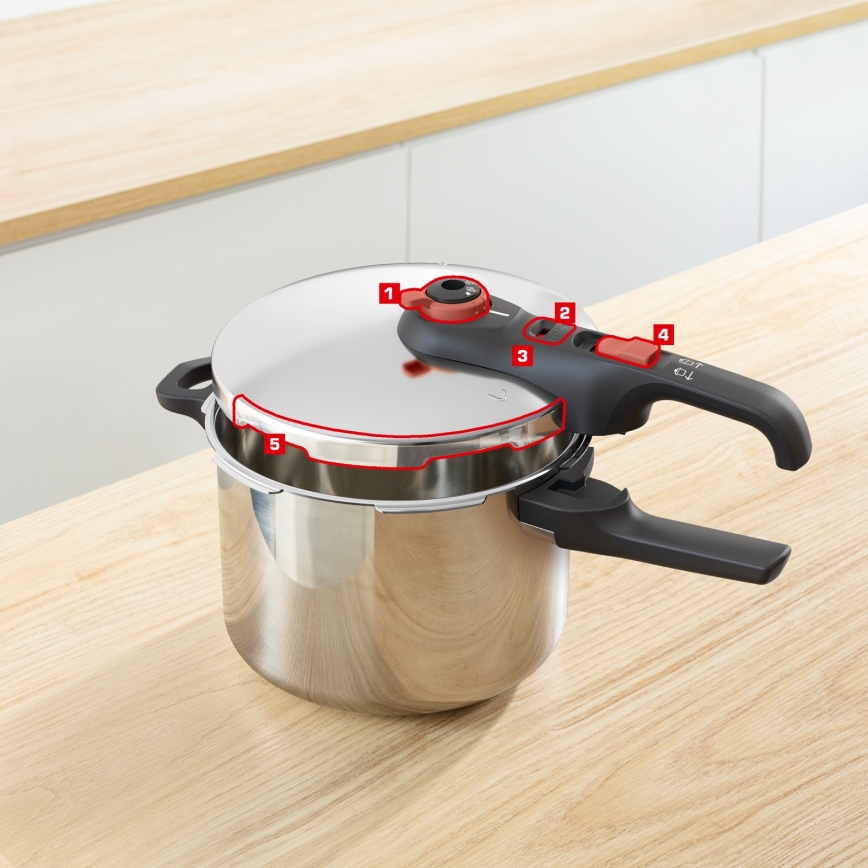 Tefal - Χύτρα ταχύτητας 6 l SECURE TRENDY + σετ 5 τεμ. INGENIO EMOTION