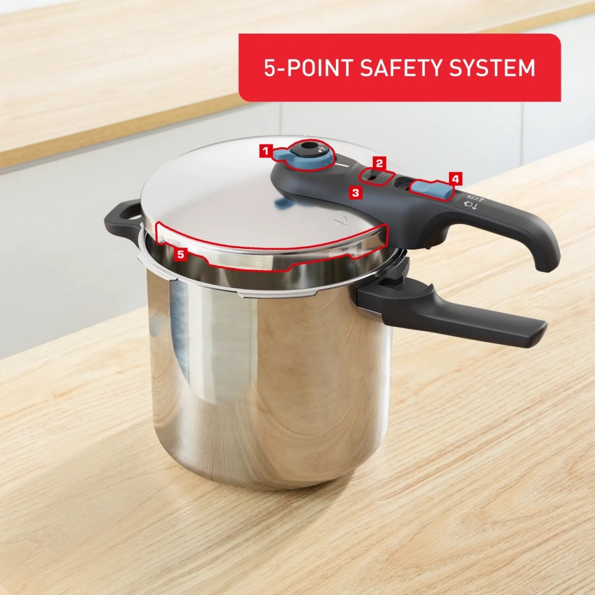 Tefal -Χύτρα ταχύτητας 8 l SECURE TRENDY ανοξείδωτο ατσάλι
