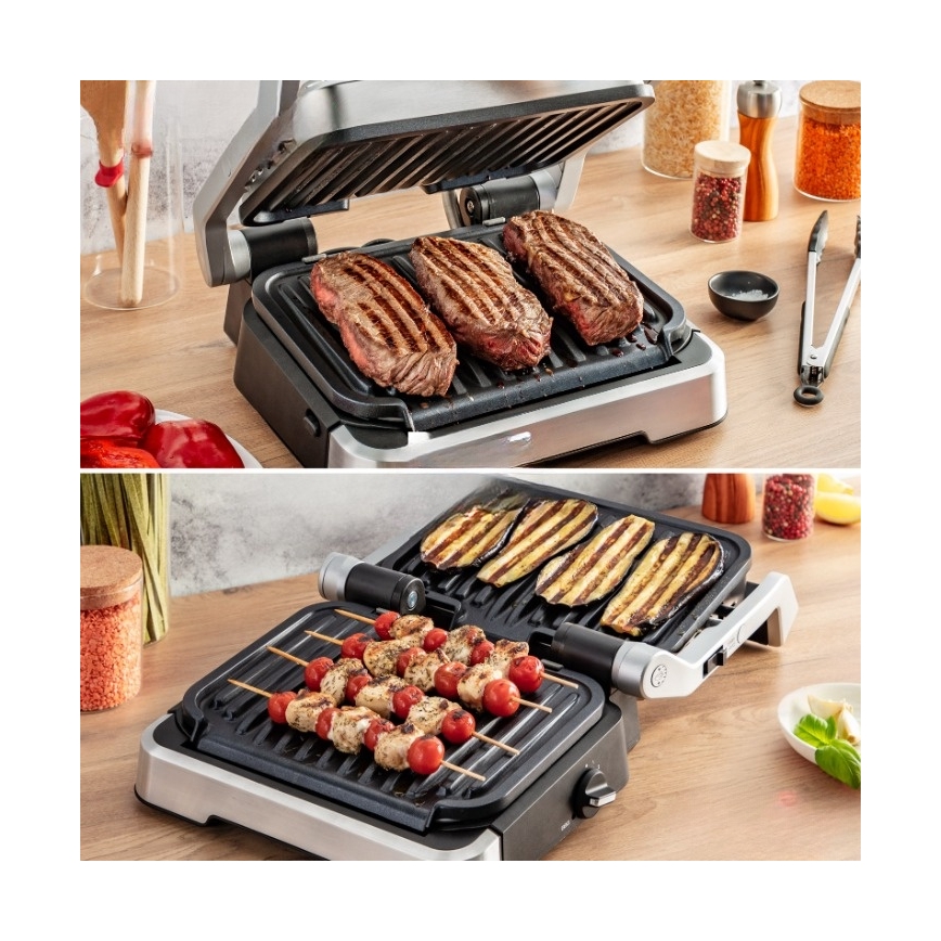 Tefal - Ψηστιέρα επαφής OPTIGRILL 2 σε 1 2100W/230V ανοξείδωτο