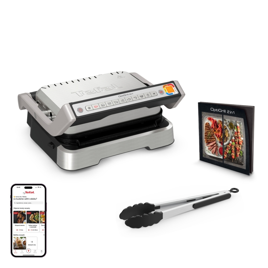 Tefal - Ψηστιέρα επαφής OPTIGRILL 2 σε 1 2100W/230V ανοξείδωτο