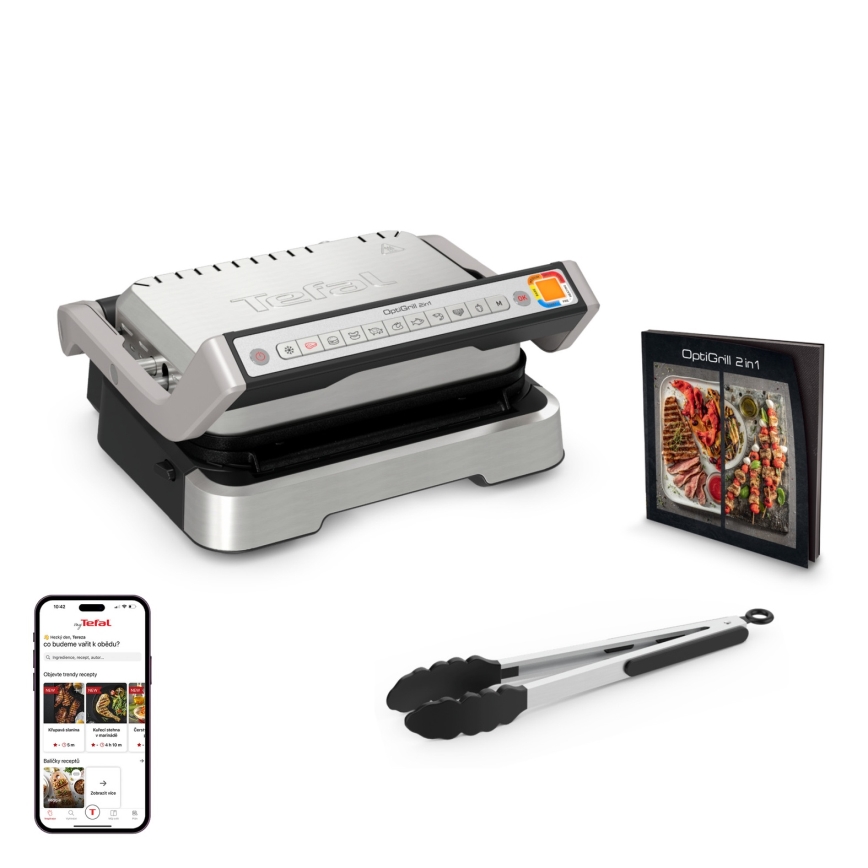 Tefal - Ψηστιέρα επαφής OPTIGRILL 4 σε 1, 2100W/230V, ανοξείδωτη