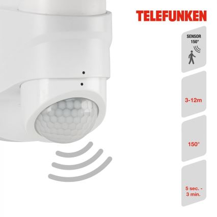 Telefunken 304306TF - Επιτοίχιο φωτιστικό εξωτερικού χώρου LED με αισθητήρα LED/16W/230V IP44 λευκό