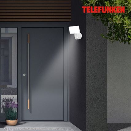 Telefunken 304306TF - Επιτοίχιο φωτιστικό εξωτερικού χώρου LED με αισθητήρα LED/16W/230V IP44 λευκό