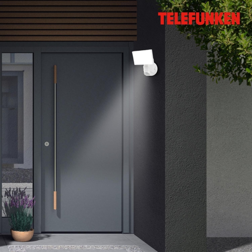 Telefunken 304306TF - Επιτοίχιο φωτιστικό εξωτερικού χώρου LED με αισθητήρα LED/16W/230V IP44 λευκό