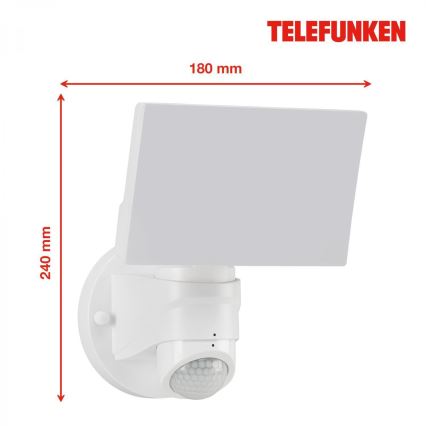 Telefunken 304306TF - Επιτοίχιο φωτιστικό εξωτερικού χώρου LED με αισθητήρα LED/16W/230V IP44 λευκό