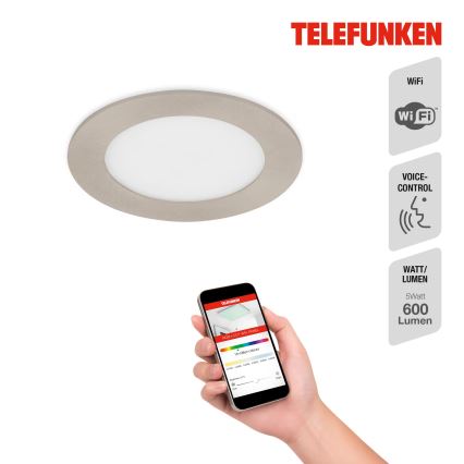 Telefunken 309302TF - LED RGBW Χωνευτό φωτιστικό οροφής μπάνιου dimmimg LED/6W/230V 2700-6500K IP23 Wi-Fi Tuya