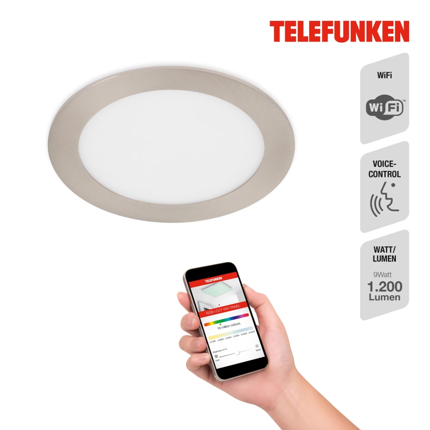 Telefunken 309402TF - LED RGBW Χωνευτό φωτιστικό οροφής μπάνιου dimmimg LED/12W/230V 2700-6500K IP23 Wi-Fi Tuya
