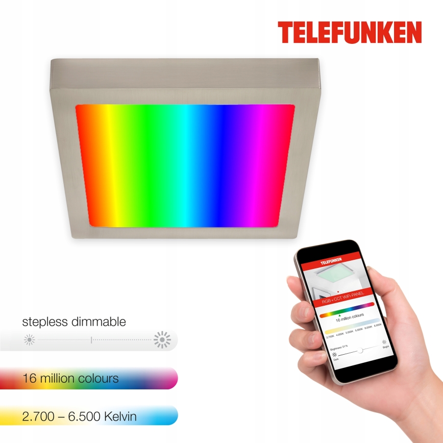 Telefunken 309602TF - LED RGBW Dimmable φωτιστικό οροφής LED/18W/230V 2700-6500K Wi-Fi Tuya