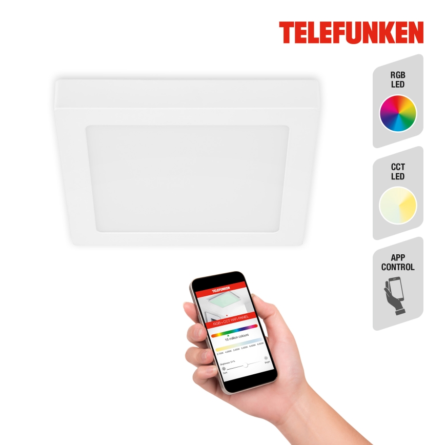 Telefunken 309606TF - LED RGBW Dimmable φωτιστικό οροφής LED/18W/230V 2700-6500K Wi-Fi Tuya