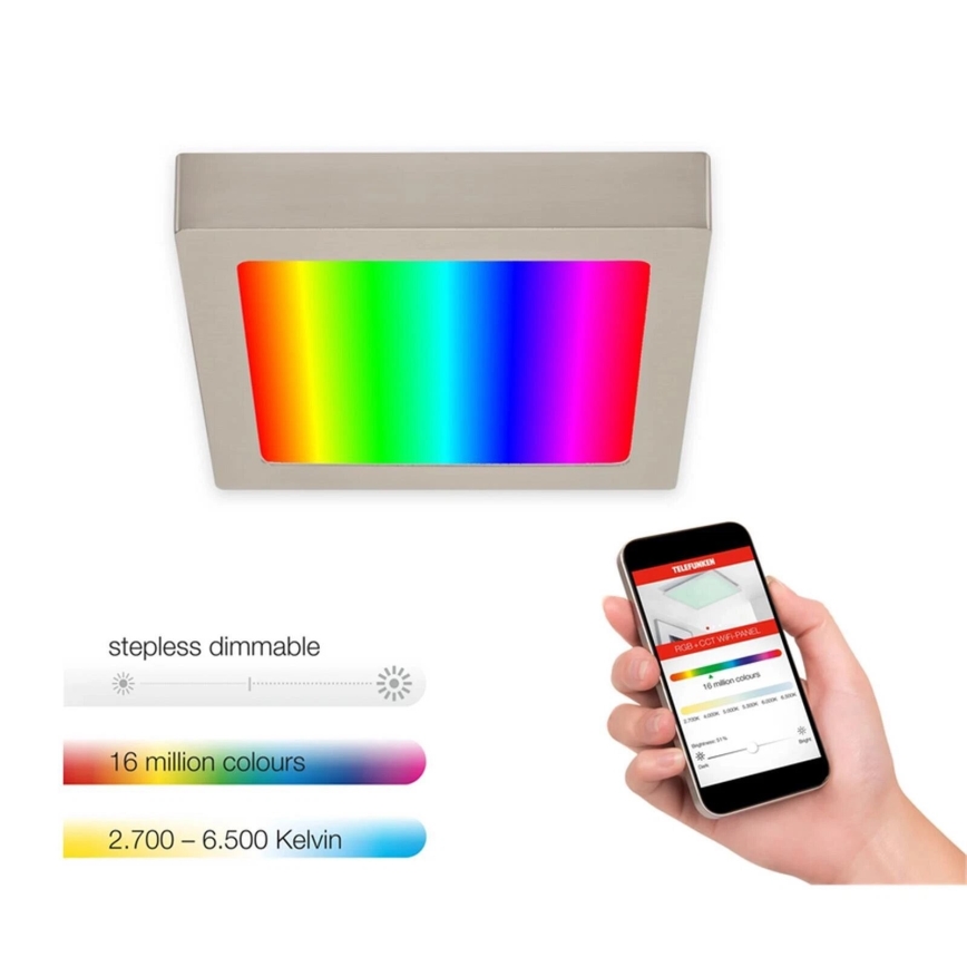 Telefunken 309702TF - LED RGB dimmable φωτιστικό οροφής LED/23W/230V 2700-6500 Wi-Fi Tuya ματ χρώμιο