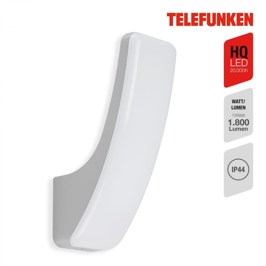 Telefunken 311604TF - Επιτοίχιο φωτιστικό εξωτερικού χώρου LED LED/15W/230V IP44 ασήμι
