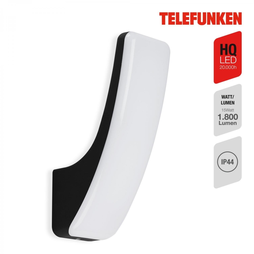 Telefunken 311605TF - Επιτοίχιο φωτιστικό εξωτερικού χώρου LED LED/15W/230V IP44 μαύρο