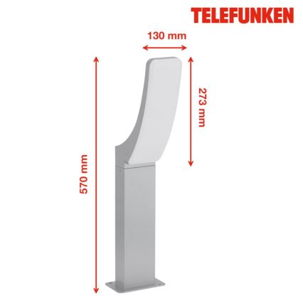 Telefunken 311804TF - Φωτιστικό LED εξωτερικού χώρου LED/15W/230V 57 cm IP44 ασήμι