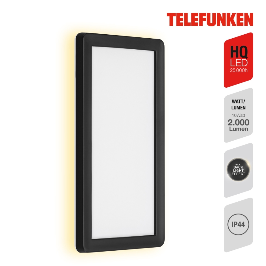Telefunken 313605TF - Επιτοίχιο φωτιστικό εξωτερικού χώρου LED LED/16W/230V IP44 μαύρο