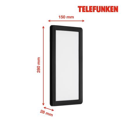 Telefunken 313605TF - Επιτοίχιο φωτιστικό εξωτερικού χώρου LED LED/16W/230V IP44 μαύρο