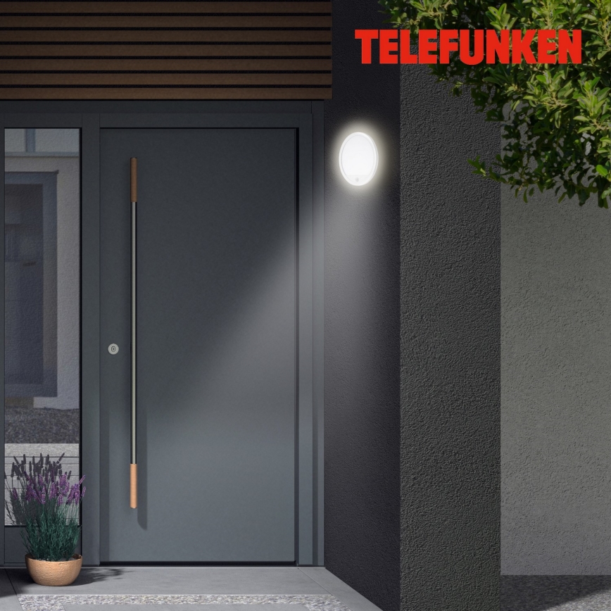 Telefunken 313706TF - LED Φωτιστικό τοίχου εξωτερικού χώρου με αισθητήρα LED/15W/230V IP44 λευκό
