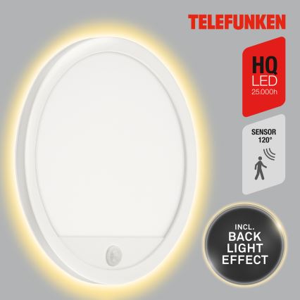 Telefunken 313706TF - LED Φωτιστικό τοίχου εξωτερικού χώρου με αισθητήρα LED/15W/230V IP44 λευκό