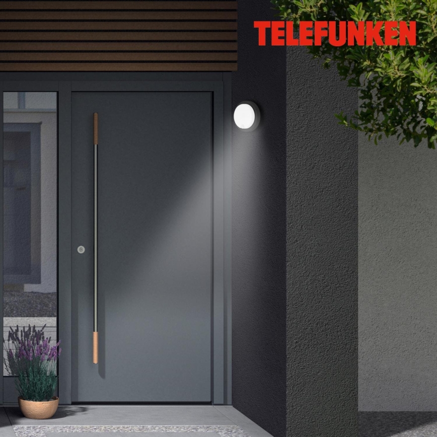 Telefunken 315305TF - LED Φωτιστικό τοίχου εξωτερικού χώρου με αισθητήρα LED/12W/230V IP44 μαύρο