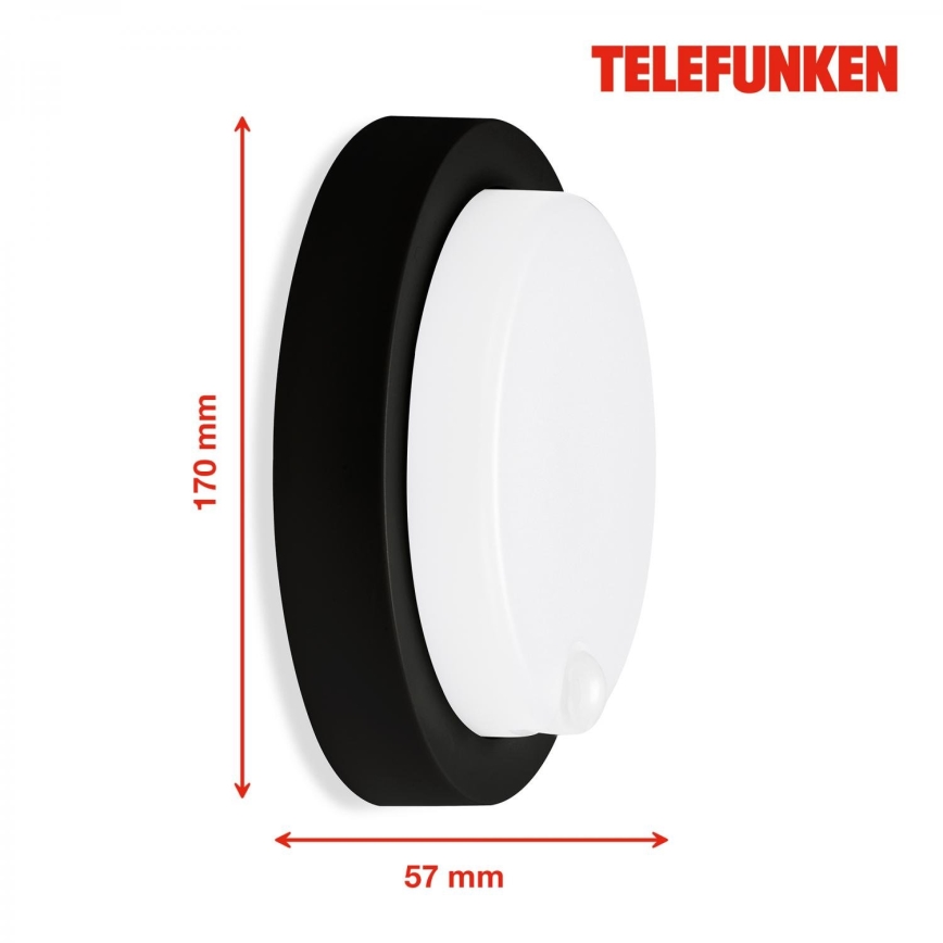 Telefunken 315305TF - LED Φωτιστικό τοίχου εξωτερικού χώρου με αισθητήρα LED/12W/230V IP44 μαύρο