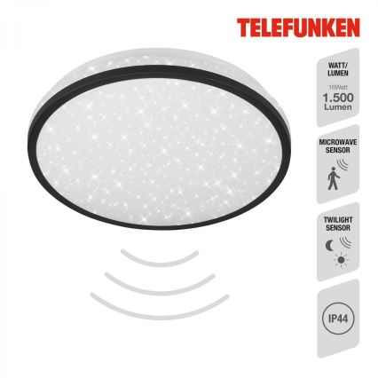 Telefunken 318305TF - Φωτιστικό οροφής μπάνιου LED με αισθητήρα LED/16W/230V IP44 διάμετρος 28 cm