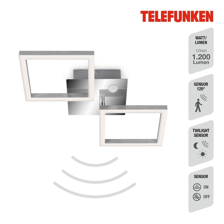 Telefunken 318508TF - Φωτιστικό οροφής LED με αισθητήρα FRAME LED/12W/230V 3000K ματ χρώμιο