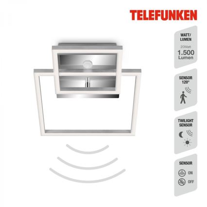 Telefunken 318608TF - Φωτιστικό οροφής LED με αισθητήρα FRAME LED/17W/230V 3000K ματ χρώμιο